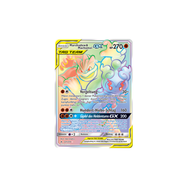 Marshadow &amp; Machomei-GX TAG TEAM 221/214 RAINBOW