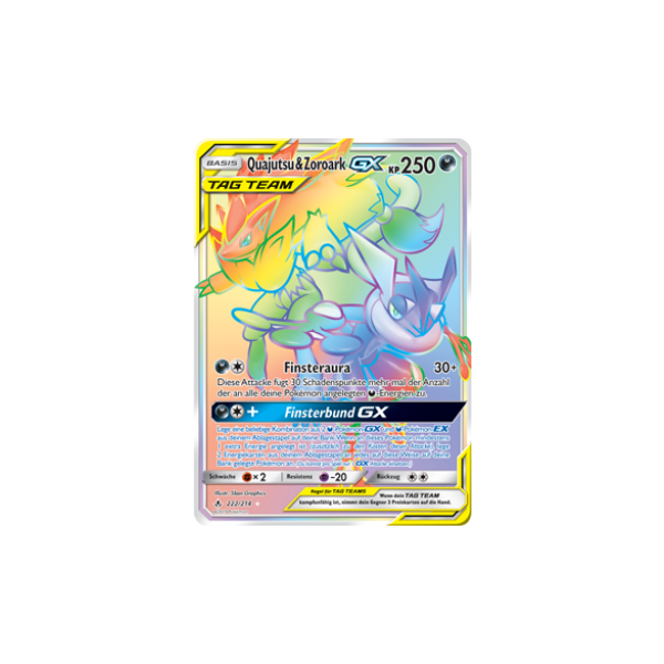Quajutsu &amp; Zoroark-GX TAG TEAM 222/214 RAINBOW