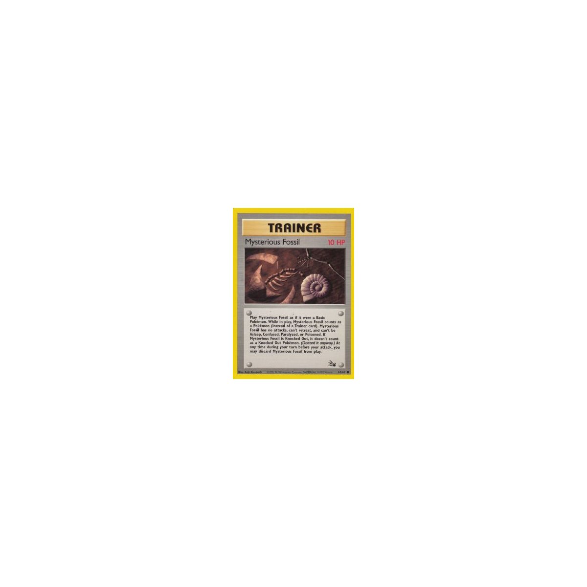 Shark Teeth Fossils Pokemon Card - Mysterious Fossil (EX 62/62) From Fossil  Set - Lightly Played Condition