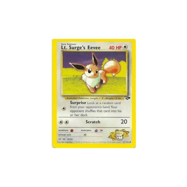 Lt. Surges Eevee 51/132 1. Edition BESPIELT