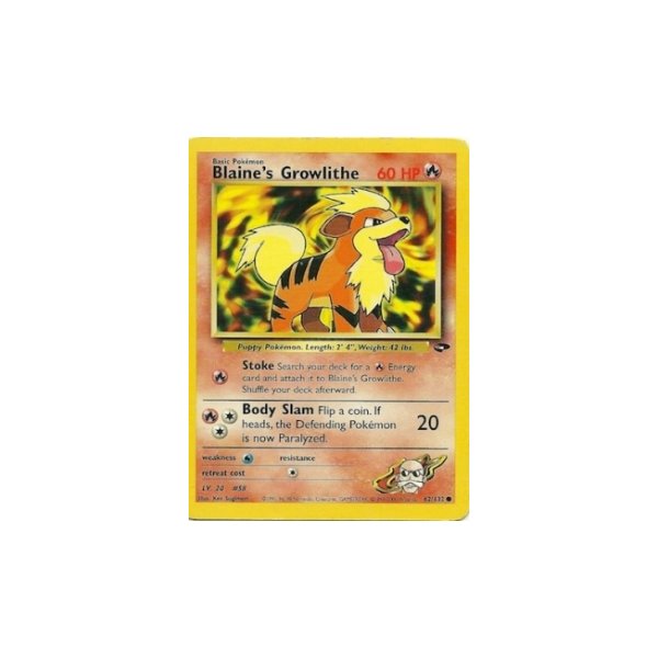 Blaines Growlithe 62/132 1. Edition BESPIELT