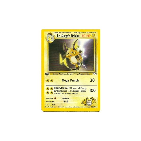 Lt. Surges Raichu 28/132 1. Edition BESPIELT