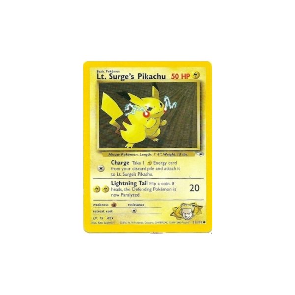 Lt. Surges Pikachu 81/132 1. Edition BESPIELT