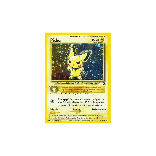 Pichu 12/111 1. Edition HOLO BESPIELT