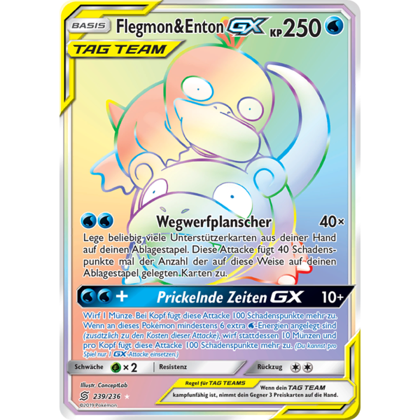 Flegmon &amp; Enton-GX TAG TEAM 239/236 RAINBOW