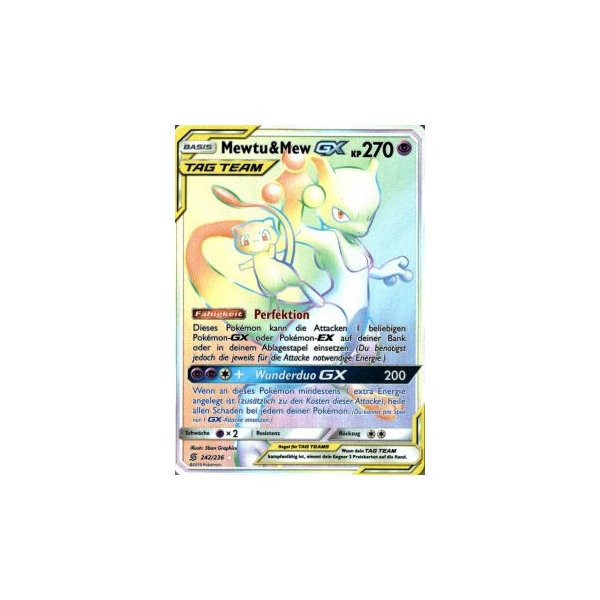 Mewtu &amp; Mew-GX TAG TEAM 242/236 RAINBOW