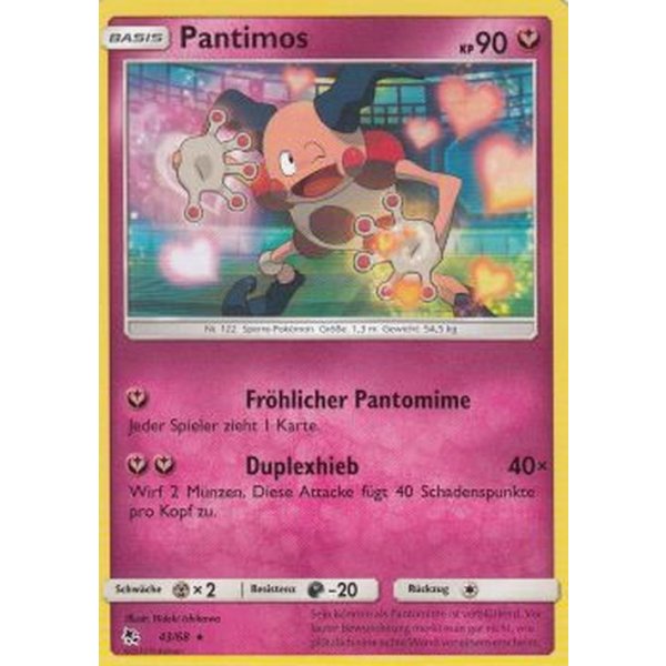 Deutsch Pokemon Karte Verborgenes Schicksal 43/68 Pantimos Reverse Holo Neu