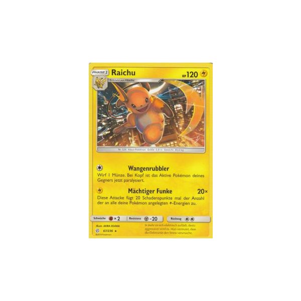 Pokemon Sammelkarte SM12 TCG Welten im Wandel Reverse Holo 67/236 Raichu 