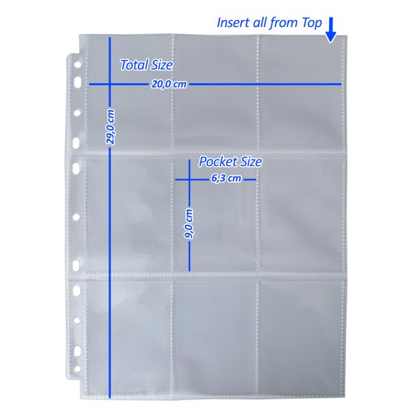 Arkero-G 100 Premium 9-Pocket Pages (100 Seiten) - f&uuml;r Karten in japanischer Gr&ouml;&szlig;e (z.B. Yu-Gi-Oh!)
