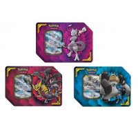 Alle 3 Pokemon Power-Partner Tag Team Tins: Mewtu & Mew GX, Lucario & Melmetal GX, Knakrack & Giratina GX