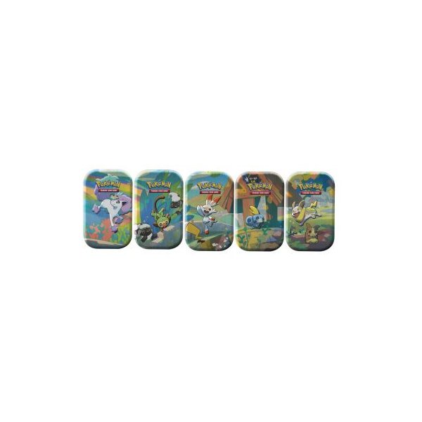 Alle 5 Pokemon Galar-Freunde Mini Tins: Hopplo, Memmeon, Chimpep, Ponita, Voldi/Morpeko (deutsch)