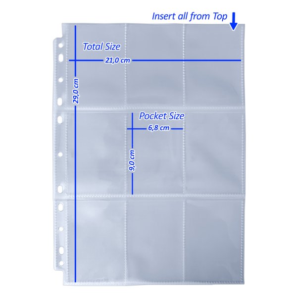 Arkero-G 100 Premium 9-Pocket Pages (100 Seiten) - f&uuml;r Karten in Standardgr&ouml;&szlig;e (z.B. Pokemon, Magic)