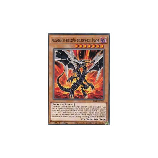 Niedertr&auml;chtiger rot&auml;ugiger schwarzer Drache LDS1-DE006
