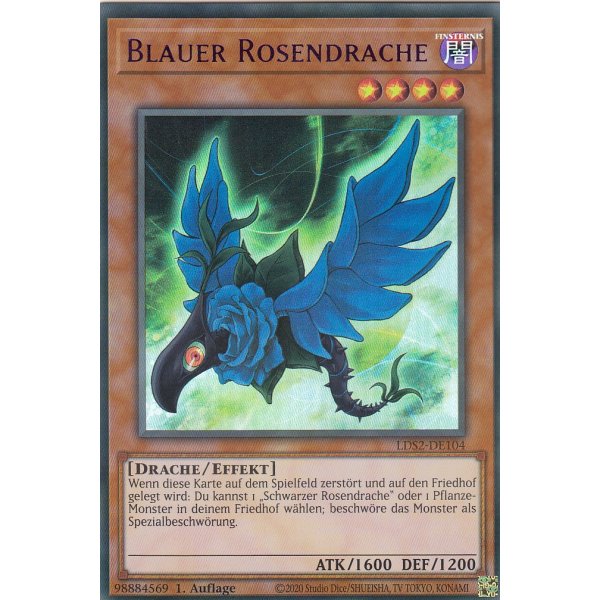 Blauer Rosendrache COLORED RARE LDS2-DE104-Colored-Rare