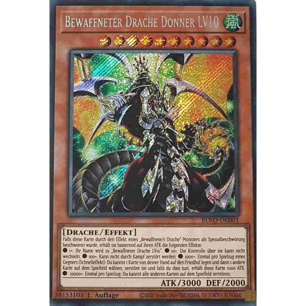 Bewaffneter Drache Donner LV10 (Starlight Rare) BLVO-DE001-Starlight