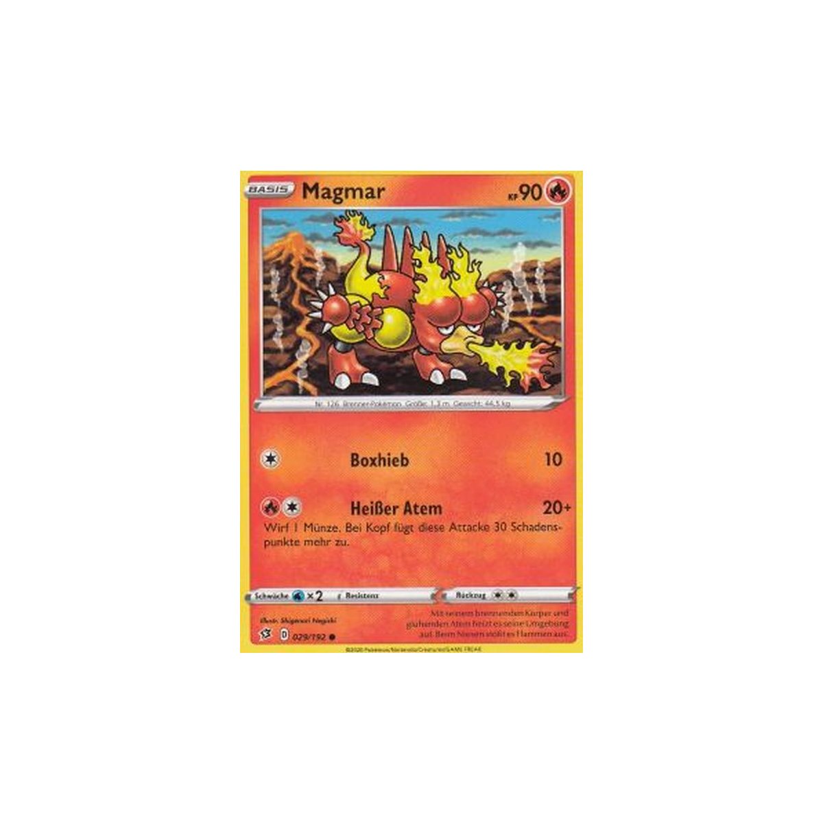 Pokemon Karte SWSH02 Clash der Rebellen Nr 29/192 Magmar Reverse Holo 