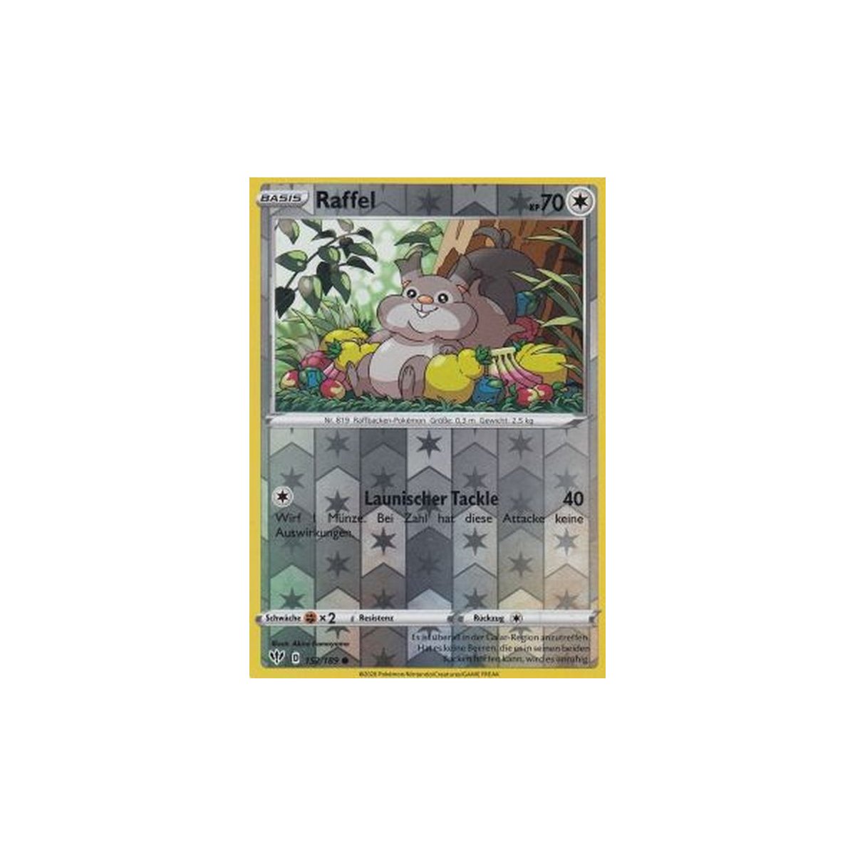 Raffel 152/189 REVERSE HOLO Flammende Finsternis Pokemon Karte kaufen