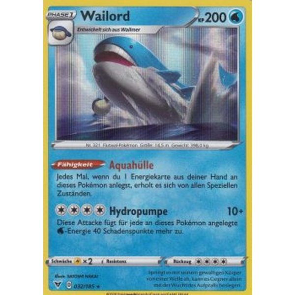 Wailord Wailmer Holo Rare Farbenschock 31,32/185 Pokemon Karte Deutsch