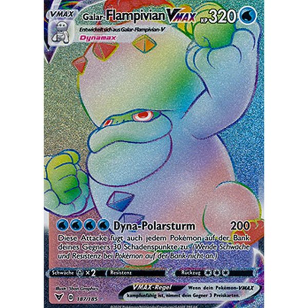 UR Pokemon! Galar-Flampivian VMAX Farbenschock 037/185 NM Full Art DE!