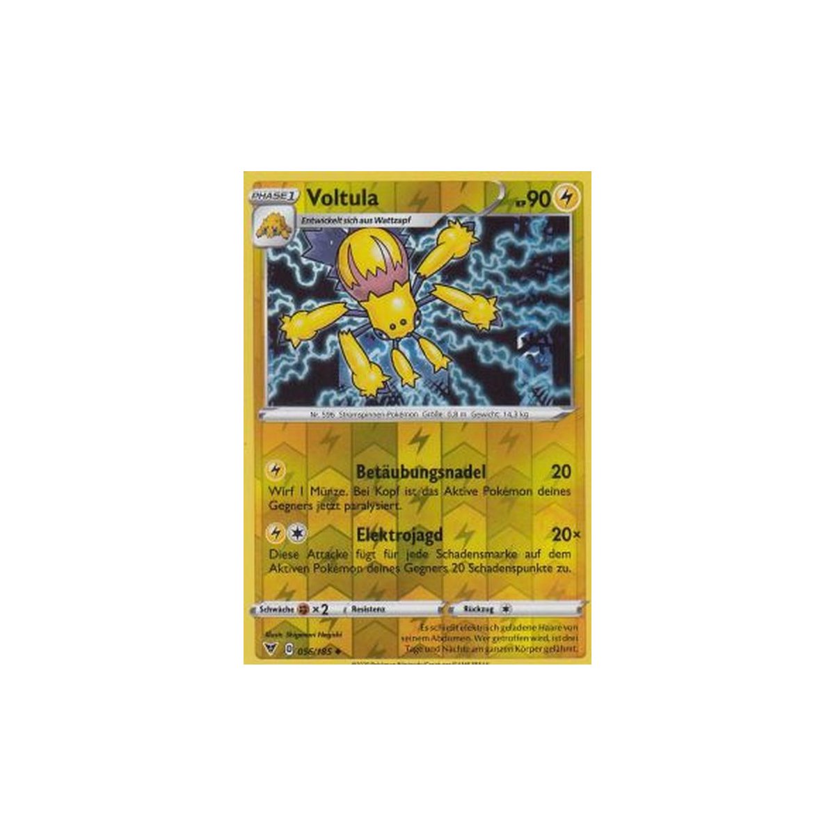 056/185 Farbenschock Reverse Voltula DE NM Pokemon 
