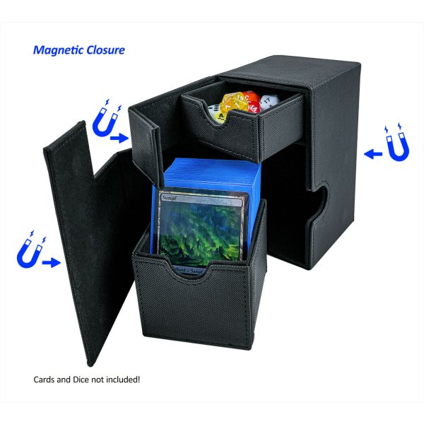 Arkero-G Premium 100+ Magnetic Flip &amp; Tray Deck Box Schwarz