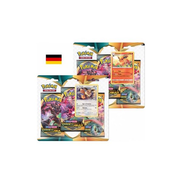 Schwert &amp; Schild: Flammende Finsternis 3-Pack Blister Evoli