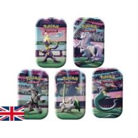 Alle 5 Pokemon Galar Power Mini Tins: Dragapult, Galarian-Sirfetch'd, Toxtricity, Galarian-Obstagoon, Galarian-Rapidash