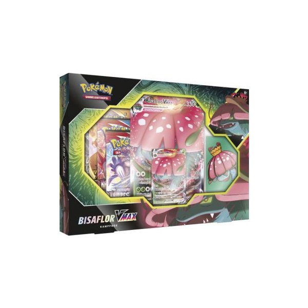 Pokémon Bisaflor VMAX Kampfbox 4 Booster Promokarte XXL Karte 65 Sleeves OvP DE