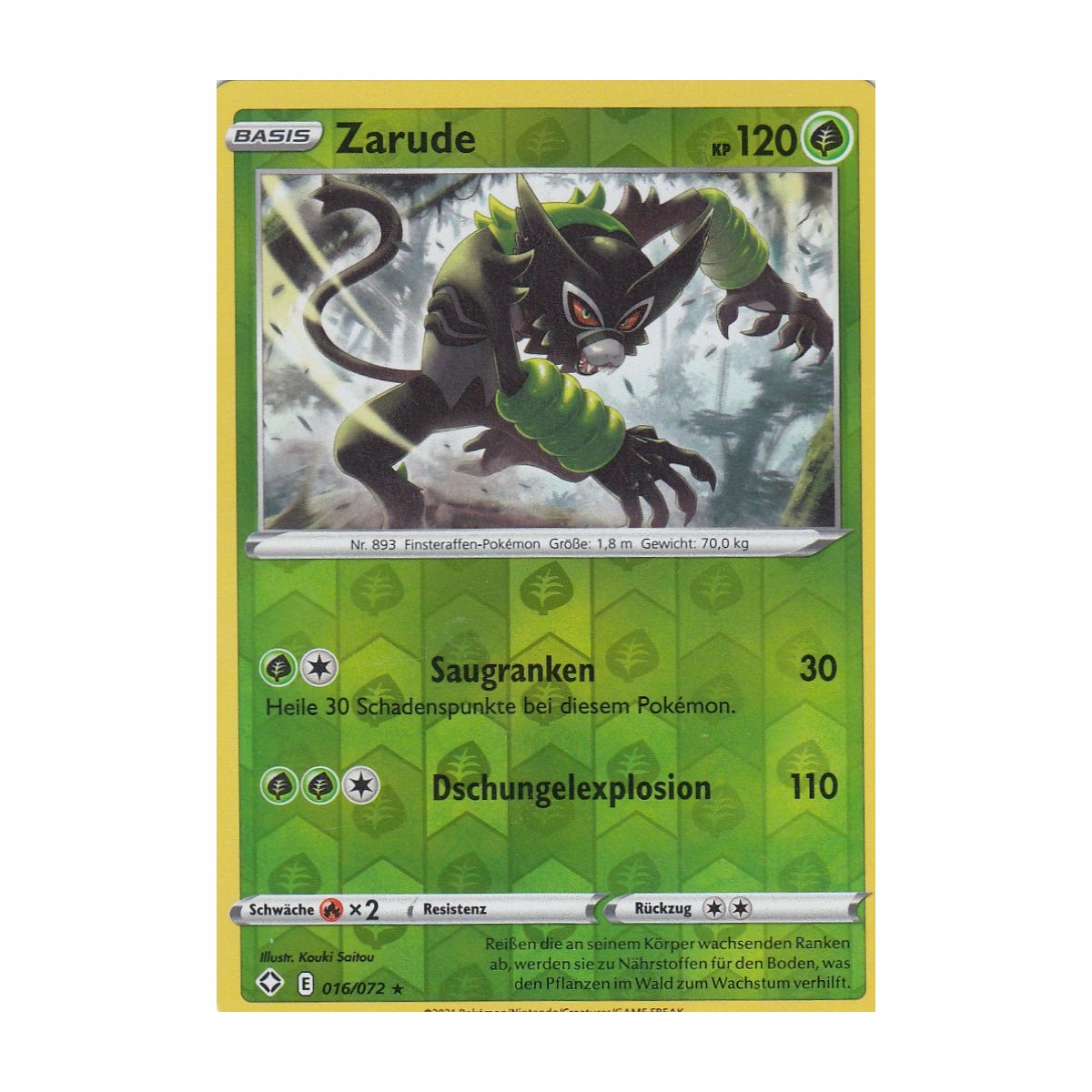 Zarude 016/072 Glänzendes Schicksal Reverse Holo Pokémon Pokemon Karte Mint