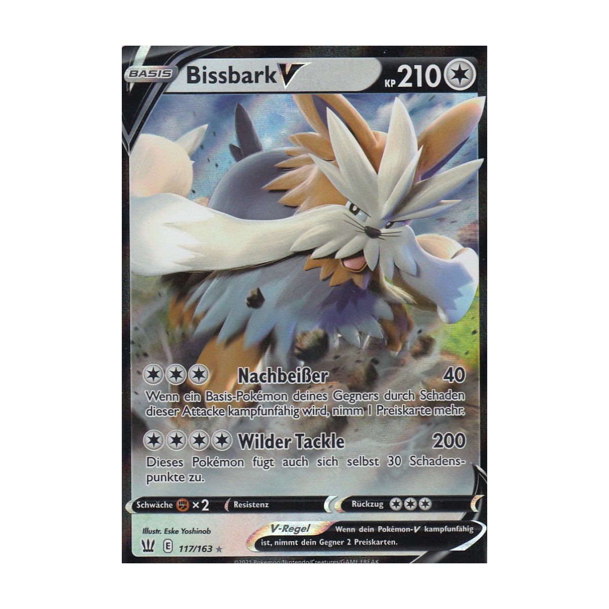 Carte Pokémon Mastouffe V 117/163 Double Rare (RR) - Épée Et Bouclier 5 Styles De Combat - Carte Neuve Et Originale