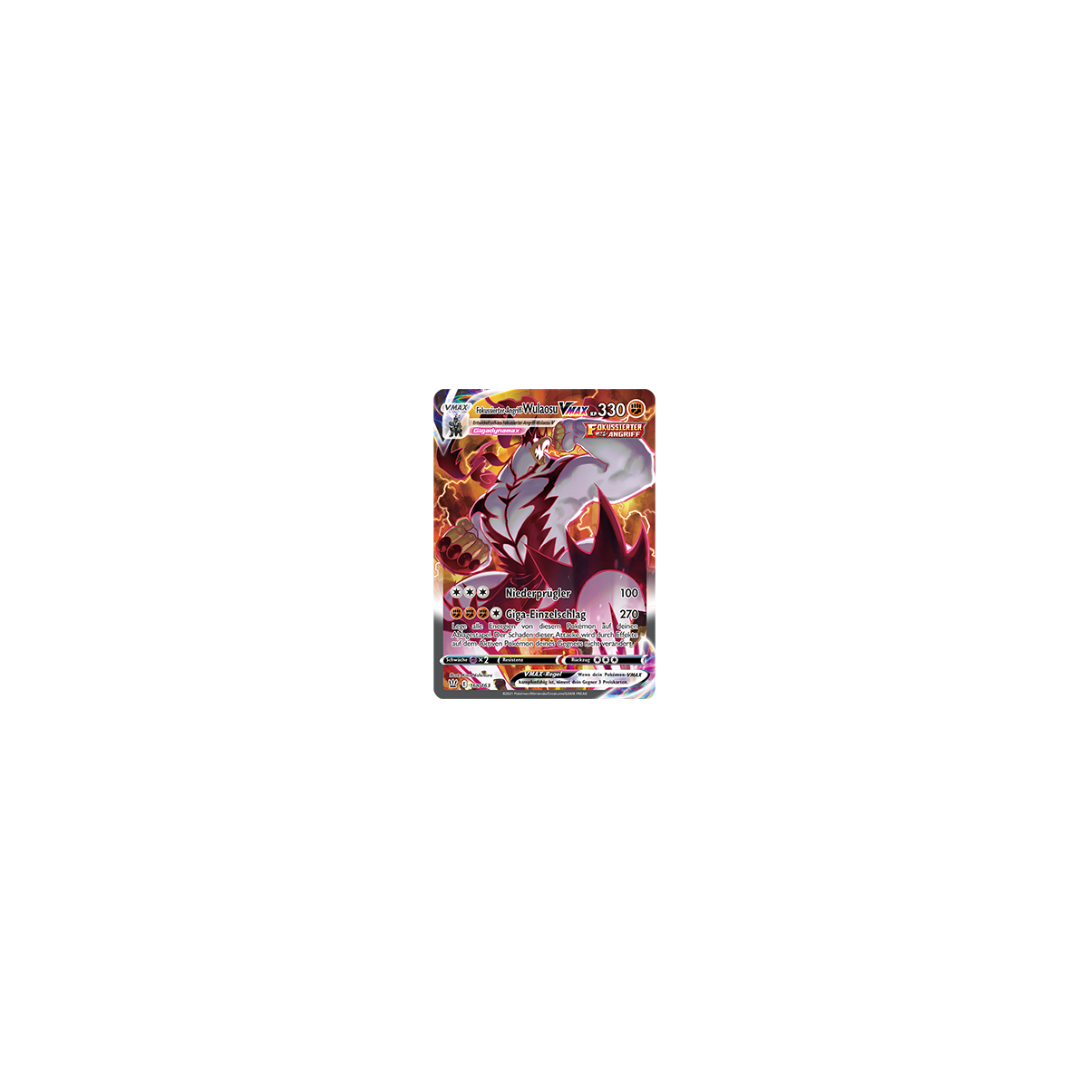 1 x Heartforcards ® Toploader Pokemon Einzelkarte Kampfstile Deutsch Pokémon Schwert und Schild 5.0 Fokussierter-Angriff-Wulaosu Vmax 168//163 Secret Rare Full Art