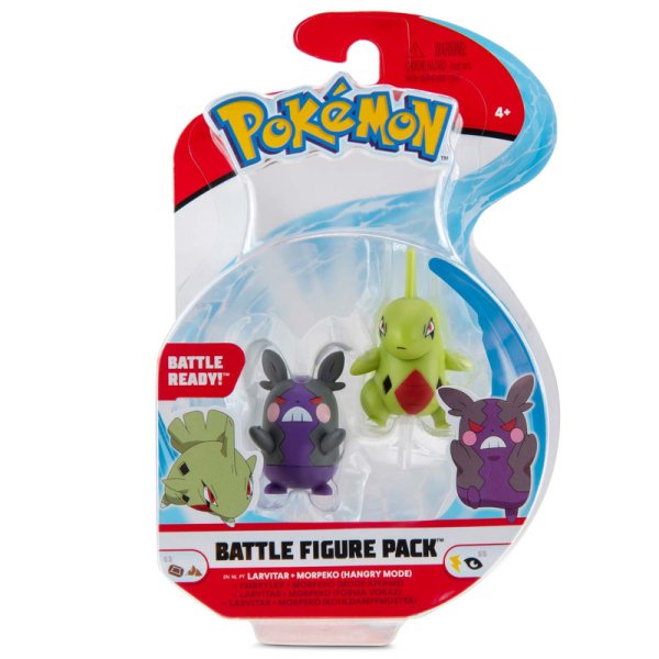 Larvitar, Morpeko (Kohldampfmuster) Pokemon Battleset Figure 4 cm von BOTI