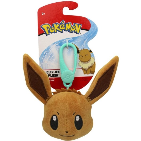 Evoli Clip-on Pl&uuml;schfigur 10 cm - Pokemon Kuscheltier von Wicked Cool Toys
