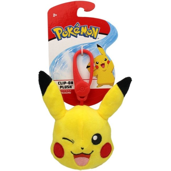 Pikachu (Zwinkernd) Clip-on Pl&uuml;schfigur 10 cm - Pokemon Kuscheltier von Wicked Cool Toys